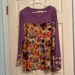 LOGO by Lori Goldstein Purple Graphic Long Sleeve Tunic